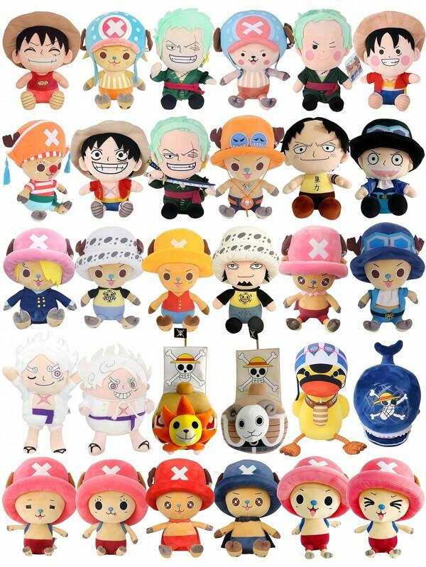 ONE PIECE 43 estilos Muñeco de peluche genuino de One Piece Zoro, Chopper, Ace - Figura de anime Kawaii de Pirate King, colgante de llavero, juguete de felpa para regalo de cumpleaños o festivales para niños, tamaño 12-30cm/4.72-11.81 pulgadas