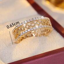 1pc Minimalist Hollow Geometric Design Zirconia Ring, Fashionable Gift For Women