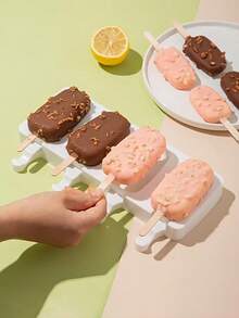 4pcs Silicone Dragon Popsicle Mold + 8pcs Small Pudding Ice Cream Mold DIY Popsicle, Ice Cream, Cake Baking Mold, Homemade - White - View 3