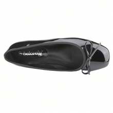 BELOVELY [PIANO-5] Women Ballet Flats Shoes Square Toe Bowknot Slip On Mary Jane Coquette Aesthetic - 黑色 - 查看 5