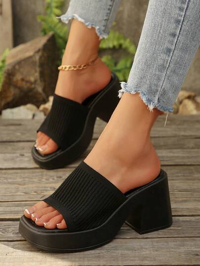 Waterproof Platform Casual Slippers For Women, Open Toe High Heel Slides, Summer New Arrival