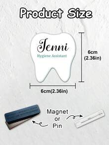 1pc Personalized Dental Name Tag, Tooth Pin, Dental Graduation Gift, Hygienist Name Badge, Dental Assistant Gift, Tooth Tag, Staff Gift, Dentist - Multicolor - View 3