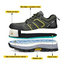 GUYISA 6kV Insulated Safety Shoes For Men, Anti-Puncture, Anti-Smash, Toe Cap, Patchwork Design, Soft, Green, Work/Hiking Functional Shoes - Green - View 2