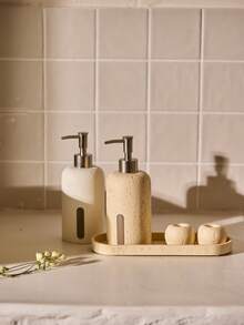 Cirelle 树脂浴室乳液皂液器 洗涤剂分配瓶 空收纳盒 洗手液分配器 乳液皂液器瓶 可再填充洗发水容器 浴室托盘 牙刷架 浴室配件套装 家居浴室装饰，温馨家居，母亲节礼物，舒适家居，高端酒店用品，高端礼品 夏季浴室配件