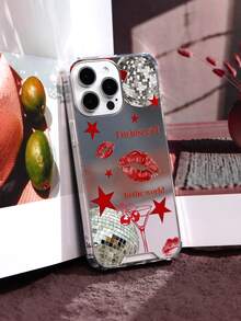Red Lip Pattern Mirror Shockproof Phone Case, Waterproof, Anti-Shock, Anti-Scratch - Multicolor - View 3