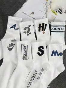 8 双男士多功能吸汗时尚运动情侣中筒袜，适合户外跑步、篮球运动、室内健身 - 彩色 - 查看 2