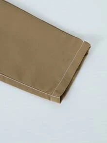 1 件青少年男孩休闲复古牛仔效果口袋工装裤，适合春、夏、秋、冬