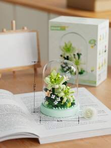 全新多色植物花卉积木模型，包括玫瑰、百合、郁金香、向日葵等，益智拼装玩具，带透明亚克力防尘罩，适用于房间装饰、办公桌展示、橱窗收藏、节日礼物 - 彩色 - 查看 7