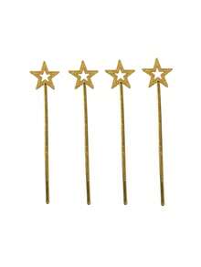 1pc Magic Wand Party Prop, Pentagram Scepter Angel Rod Magic Stick Fairy Wand Halloween - Gold - View 1