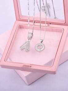 2 件/套女士字母首字母吊坠项链，26 个字母项链，配有可调节 18 英寸 - 20 英寸链条，含礼品盒，优雅的情人节礼物，适合日常佩戴 - 金黃色 - 查看 13