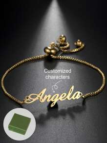 1PC Versatile And Beautiful Name Bracelet For Girl And Girls, Adjustable And Personalized Stainless Steel Fashion Jewelry, Family Gift-Gold Gold,Silver,Frosted Gold