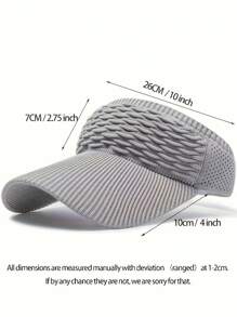Women's Lightweight Gray Sun Visor Cap - Breathable & Stretchy Polyester, UV Protection, Textured Knit Design With Curved Brim For Running & Outdoor Activities, Hand-Washable, Sun Protection Cap|Textured Knit Cap|Breathable Mesh Visor