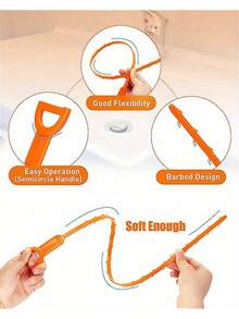 5 件套排水管疏通工具套装，塑料排水管疏通器毛发去除器，适用于淋浴、厨房水槽、浴缸和浴室管道，毛发捕捉器排水管清洁设备 - 5件 - 查看 8