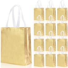 7.8 英寸 X 3.9 英寸 X 9.8 英寸可重复使用礼品袋，带手柄，适合生日、圣诞派对礼物，3/12 件 - 彩色 - 查看 10