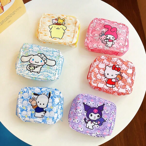 Sanrio 1 stuk schattige Oxford stoffen draagbare cosmetische tas met ritssluiting, opbergorganizer voor maandverband