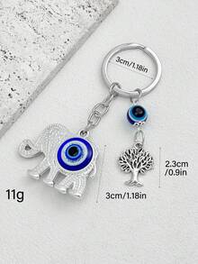1pc Blue Evil Eye Keychain, Personalized Keyring With Lucky Tree & Eye Design Christmas Gift Bag Charms Car Teacher Friend Sister Gift Ideas - Multicolor - View 4