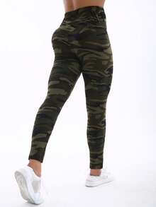 3 Packs Women Fashion Athletic & Casual Leggings, Multi-Color Camouflage Print Stretchy High Elastic Tights For Fitness Workout, Training, Jogging, Exercise, Yoga, Outdoor Activities, Everyday Wear, Spring/Summer - Multicolor - View 11