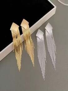 1 pièce Boucles d'oreilles à franges géométriques exagérées avec diamant, style métal, boucles d'oreilles mode minimaliste