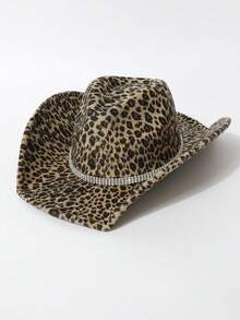 1 件女士仿皮豹纹装饰牛仔帽，时尚百搭爵士帽，适合日常装扮、西部主题活动、派对、音乐会、夜总会、春/秋季 - 禮帽 - 查看 13