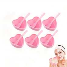 Bộ 3/6/10 tô trộn mặt nạ hình trái tim màu hồng kèm thìa - Dụng cụ chăm sóc da DIY bằng nhựa, thích hợp sử dụng tại nhà và salon, bộ tô trộn mặt nạ và que trộn mặt nạ, dụng cụ làm đẹp cho salon. - Hồng - Xem 10