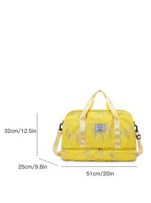 Bolsa feminina elegante e fofa com compartimento separado para sapatos, bolsa leve com várias camadas, bolsa de viagem com iluminação 3D rosa de grande capacidade, alça removível, separação para seco e molhado, adequada para academia, atividades ao ar livre, estudantes, maternidade, presente para melhor amiga, bolsa de viagem personalizada, bolsa de viagem masculina para viagens curtas, acessórios escolares, material escolar