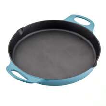 Rachael Ray 14" Nitro Cast Iron Skillet With Side Handle Agave Blue: Double Handled, 14 Inch, Electric & Gas Compatible - 1 - View 8