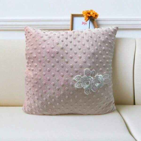 1pc Pink Decorative Plush Crystal Velvet Pillowcase, Soft Shag Square Pattern Cushion Cover, Modern Home Sofa Bedroom Dorm Decor, Birthday Gift Room Decor Home Decor Living Room Decor Cushion Covers Bedroom Decor Pillow Case
