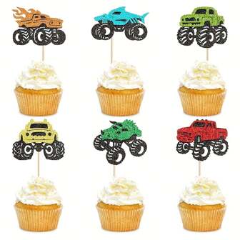 24st Lastbil Car Cupcake Toppers Biltema Födelsedagsfestdekorationer Festval för födelsedagsfesttillbehör