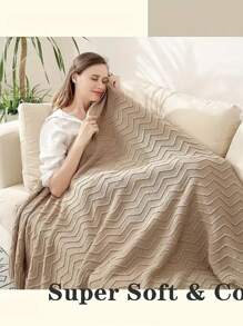 1pc Wave Pattern Shawl Blanket With Tassels - Soft & Cozy, Suitable For Bedroom, Dorm, Living Room, Bedding Decor, Holiday Gift - Fits Sofa, Bed, Office, Camping And Travel