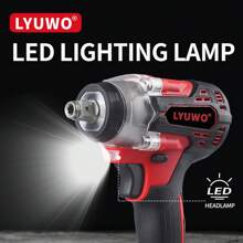 LYUWO Power Tool, Rechargeable Lithium Battery, 420N. M Electric High Torque Wrench, Suitable For Small And Medium-Sized Car Maintenance And Stage Bracket Maintenance. It Can Rotate Clockwise Or Counterclockwise And Can Be Equipped With A Drill Bit. It Is Dual-Use And Has LED Lights. Drill Bits And Accessories Are Given As Gifts