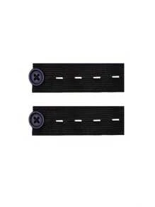 2pcs Black Adjustable Elastic Waist Extender For Pants - Comfort Fit For Pregnancy, Plus Size, And Casual Wear - Plastic Buckle With Textured Grip For Secure Fit, Maternity Clothing Aid | Comfort Fit Solution | Secure Fastening