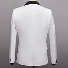 Mens 3 Piece Floral Tuxedo, Jacquard Slim Suit Set, Paisley Blazer Vest And Pants For Prom Wedding - 白色 - 查看 8