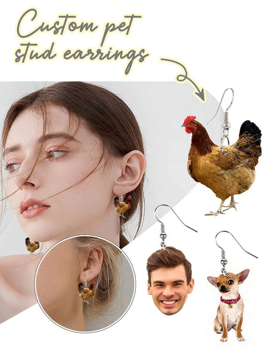Personalized Picture Earrings For Women Custom Photo Earrings Unique Acrylic Earrings Double Side Custom Earrings Memorial Jewelry Gifts For Birthday Anniversary Wedding,Custom Pet Photo Earrings, Custom ,Fun Gift. Bridesmaid Gift