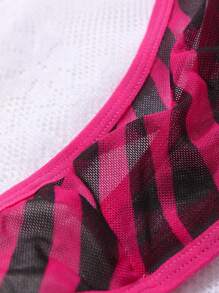 1 pieza Tanga de mujer con estampado de cebra y encaje, lencería suave y transpirable adecuada para uso diario, disponible en tallas S-XL, apto para todas las estaciones