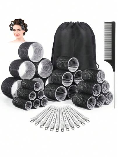 38PCS Hair Rollers Hair Curlers, Rollers, Curlers For Long Hair Thick, Jumbo Large Medium Small Rollers Set, 12 Stainless Steel Clips And Storage Bag, Back To School, Travel Holiday Essentials, Hair Curlers, Curly Hair Brush, Rollers, Curly Hair Products, Barber, Hair Curlers, Rollers, Curly Hair Products, Curler, Rollers Hair Curl, Christmas, Hair Curler, Curly Hair Products, Hair Curl, Hair Roller, Rollers For Hair, Curly Hair Tools, Heatless Curlers, Curly Hair Brush, Hairdressing Equipment,Heatless Waves,Travel Essentials,Hairstyle,Hairdressing,Curly Hair,Hair Rollers,Hair Curler,Heatless Curl,Heatless Curls,Hair Curlers,Rollers,Hair Curl,Rollers For Hair,Curly Hair Tools,Hair Rollers,Hair Roller,Curls Diffuser,Hair,Travel,Hair Products,Hair Tools,Hair Stuff,Barber,Barber Accessories,Barbershop,Hairdressing Equipment