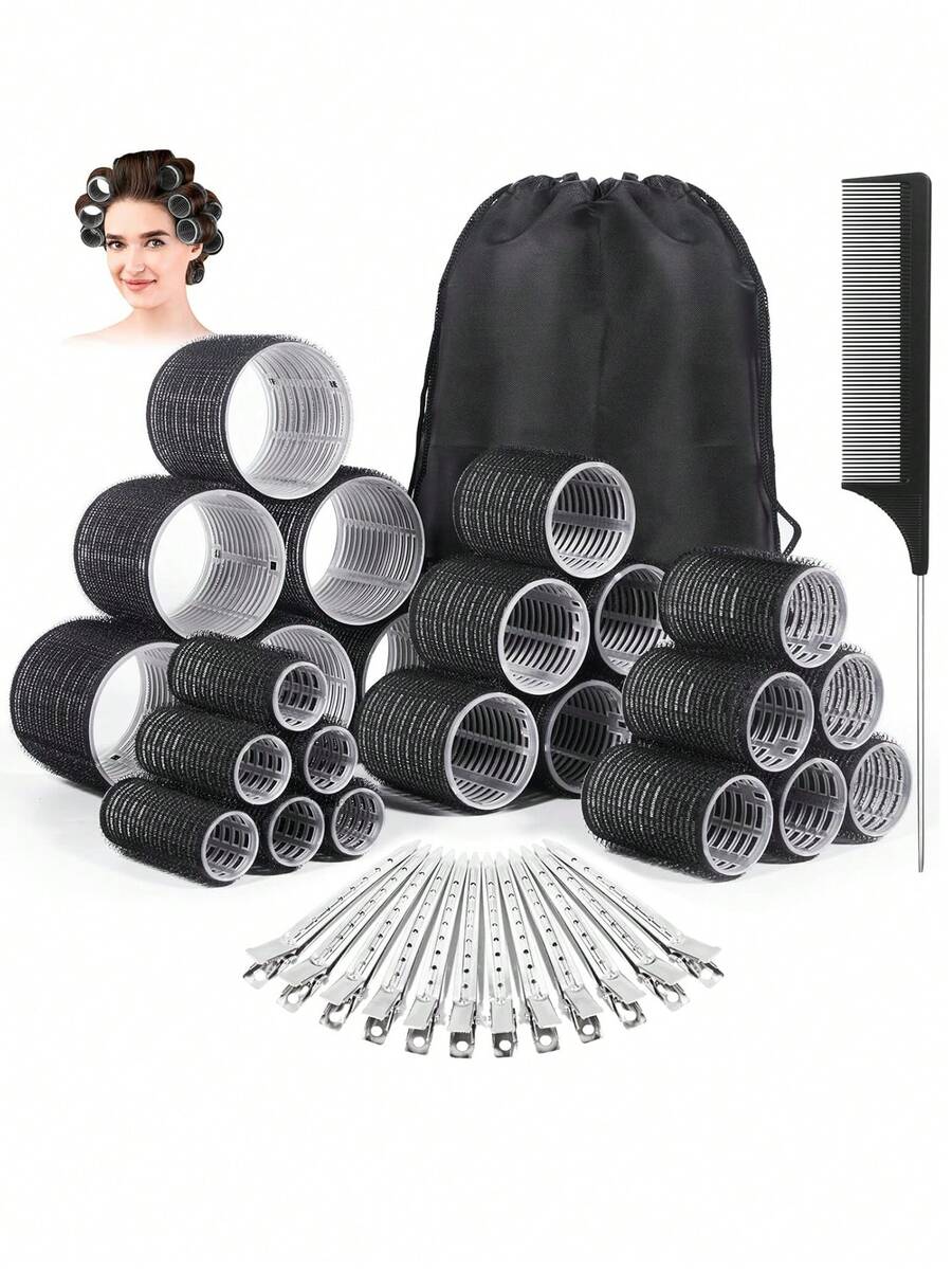 38PCS Hair Rollers Hair Curlers, Rollers, Curlers For Long Hair Thick, Jumbo Large Medium Small Rollers Set, 12 Stainless Steel Clips And Storage Bag, Back To School, Travel Holiday Essentials, Hair Curlers, Curly Hair Brush, Rollers, Curly Hair Products, Barber, Hair Curlers, Rollers, Curly Hair Products, Curler, Rollers Hair Curl, Christmas, Hair Curler, Curly Hair Products, Hair Curl, Hair Roller, Rollers For Hair, Curly Hair Tools, Heatless Curlers, Curly Hair Brush, Hairdressing Equipment,Heatless Waves,Travel Essentials,Hairstyle,Hairdressing,Curly Hair,Hair Rollers,Hair Curler,Heatless Curl,Heatless Curls,Hair Curlers,Rollers,Hair Curl,Rollers For Hair,Curly Hair Tools,Hair Rollers,Hair Roller,Curls Diffuser,Hair,Travel,Hair Products,Hair Tools,Hair Stuff,Barber,Barber Accessories,Barbershop,Hairdressing Equipment