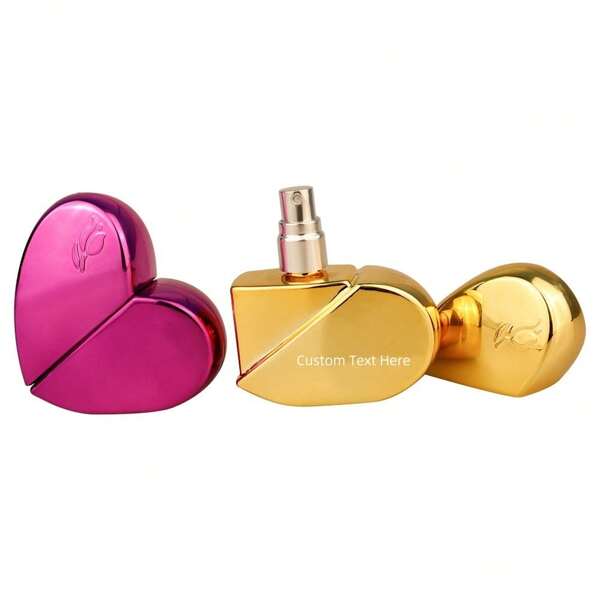 1 pieza Botella de spray de perfume personalizada de 25ml, botella con forma de corazón, atomizador mini recargable de moda con láser colorido