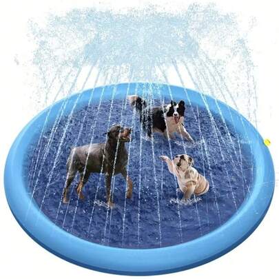 Thảm phun nước làm mát mùa hè cho thú cưng, bể bơi gấp gọn cho chó cưng, bồn tắm làm sạch, thảm chơi nước ngoài trời cho trẻ em và chó.