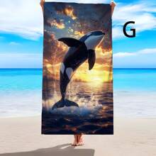 1 Pc Creative Popular Printed Beach Towel, Soft & Comfortable, Lightweight, Sand Proof, Super Absorbent Beach Blanket, Suitable For Travel, Swimming, Surfing, Yoga, Camping, Sunbathing, Beach Accessories, Outdoor Travel Essential Gift