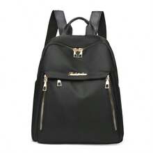 1Pc Women Fashion Backpack Large Capacity Casual Travel Backpack Ladies Bag New Student Schoolbag Backpack Unisex Bags Solid Color Pocket Zipper Backpack, Travel Daily Bag, Women's Casual School Backpack Small Backpack, Outdoor Casual Backpack With Plush Ball Pendant - Black - View 14