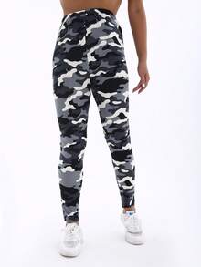 3 Packs Women Fashion Athletic & Casual Leggings, Multi-Color Camouflage Print Stretchy High Elastic Tights For Fitness Workout, Training, Jogging, Exercise, Yoga, Outdoor Activities, Everyday Wear, Spring/Summer - Multicolor - View 4