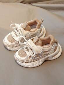 1双时尚休闲婴儿运动鞋，适合男孩女孩穿着的户外跑步鞋，新款四季婴儿运动鞋，2025年新款舒适透气防滑鞋 - 卡其色 - 查看 4