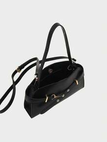 Dedoo SHECARRY 女士顶部手柄手提包皮革秋装夏装冬装学校旅行通勤工作潮流精致手提包大容量可调节装饰。 - 黑色 - 查看 7