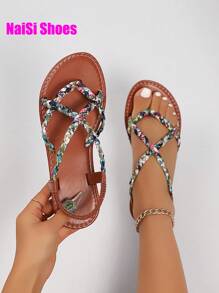 Women's New Woven Black, Brown, White Flat Sandals Slippers, Flip Flops, Solid Color Open Toe Non-Slip Slides, Outdoor & Indoor Wear, Casual Daily Wear Flat Sandals, Beach Bohemian Criss-Cross Strap Flat Sandals, Woven Strap Flat Sandals Combination, Comfortable Light Weight Hollow Open Toe Sandals Slippers, High-Top Roman Shoes, Gold Sandals, Black Sandals, Beach Shoes