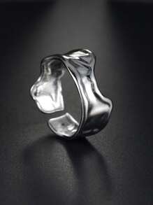 1pc Stainless Steel Adjustable Open Ring, Fashionable Versatile Classic Decorative Ring For Men