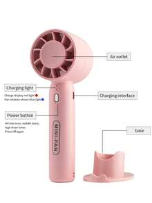 1pc Pink Mini Handheld Fan - USB Rechargeable Portable Fan, 3 Wind Speeds, Cute Battery Powered Desk Fan, Suitable For Makeup Drying/Travel, Strong Airflow, Adjustable Settings, Fashionable Cooling Fan, For Indoor/Outdoor Use, Also Suitable For Eyelash Extension Drying - Baby Pink - View 10