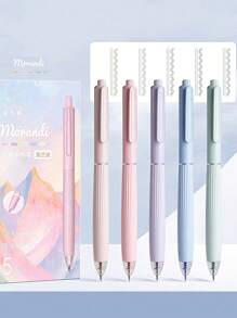 Set di 5 penne dai colori neutri Morandi, scrittura fluida, impugnatura comoda, design interessante, adatte per ufficio, scuola, progetti creativi, riunioni, prendere appunti, calligrafia, evidenziazione