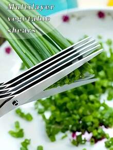 1/2 件多功能不锈钢切菜器、绞肉机、3 层/5 层葱剪、紫菜切碎器、强力多层厨房香草剪刀，非常适合切洋葱、蔬菜和香料 - 彩色 - 查看 12