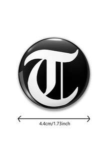 1pc 26 Letters Initial Alphabet Pattern Badge Brooch, Women Lapel Pin, Bag Charm, Clothing Accessory, Funny Gift For Friends, Family, Teachers, Classmates - Black and White - View 7