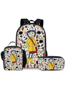 Little Girl Black Backpack Three Pieces Set - Black - View 1